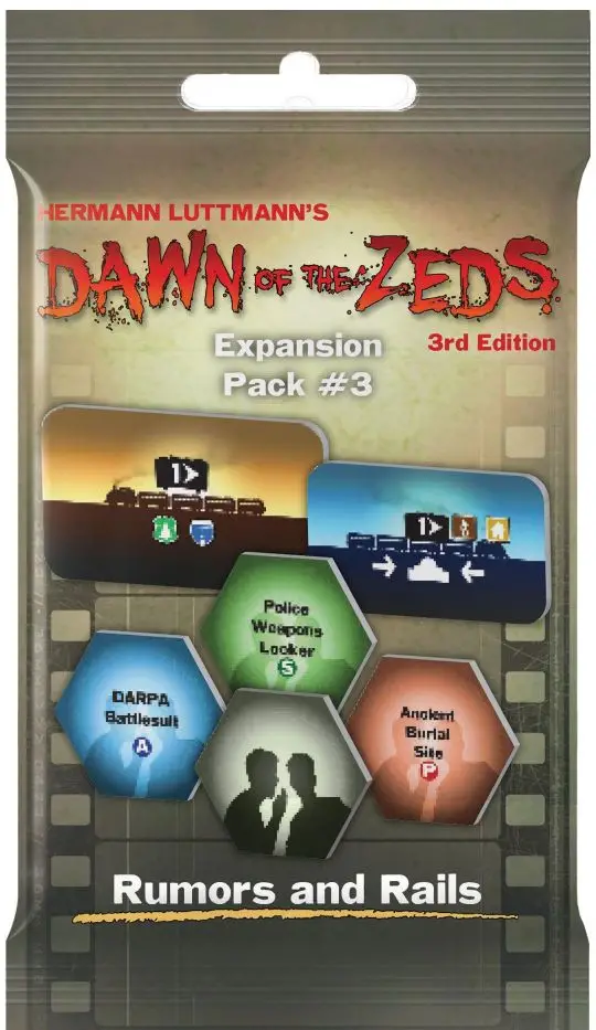 Portada Dawn of the Zeds (Third Edition): Expansion Pack #3 – Rumors and Rails Hermann Luttmann